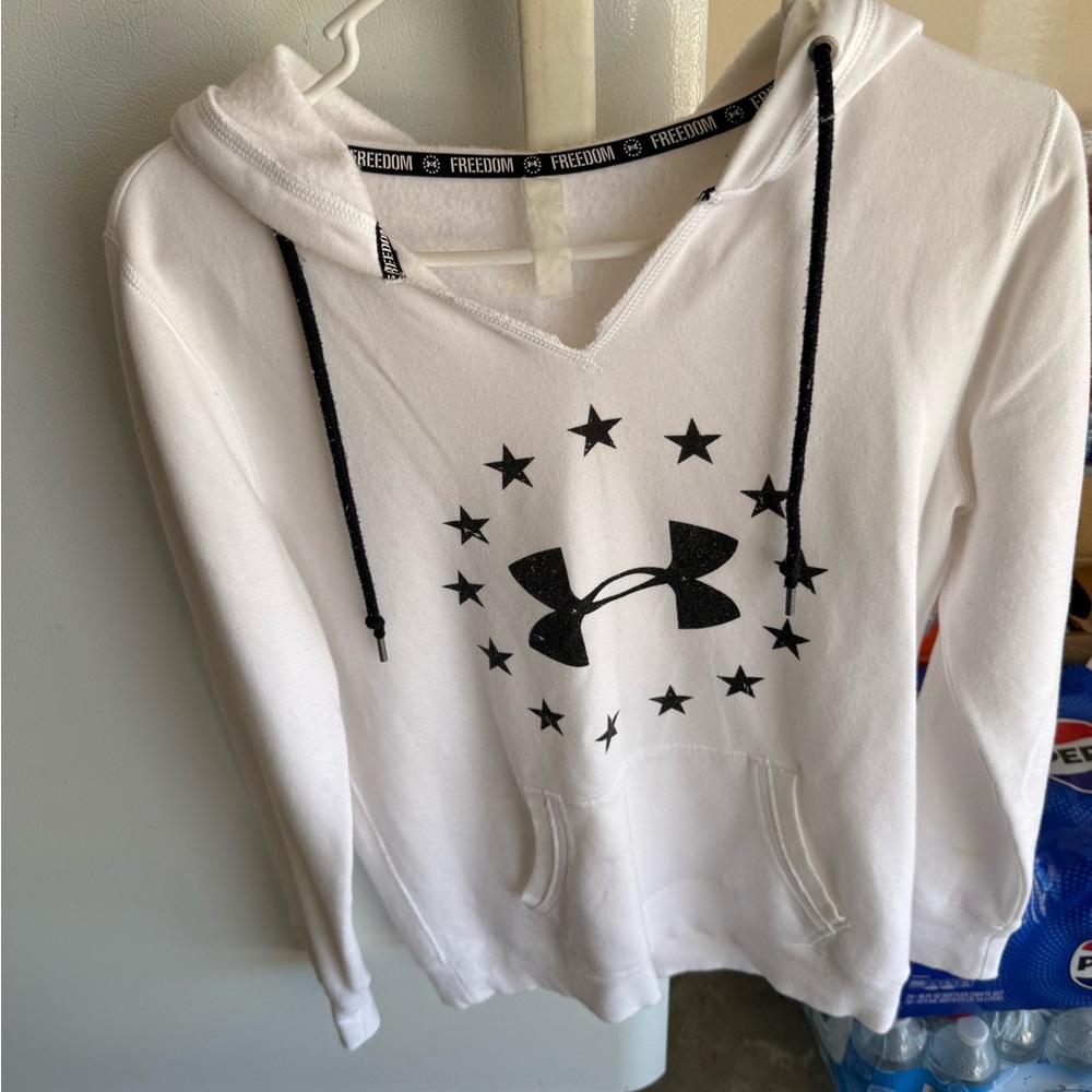 Under Armour White Hoodie with Black Star Design